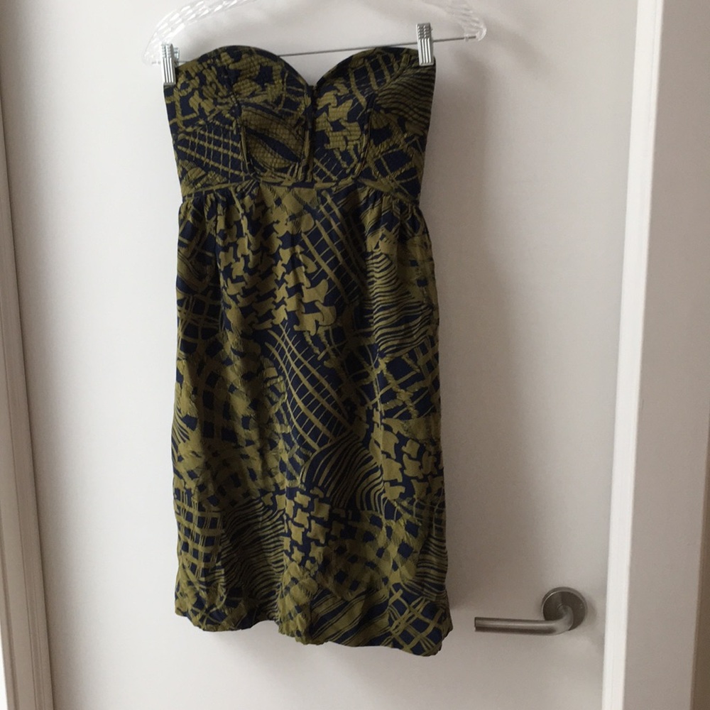 Size 6 Anthropology Maple green/blue silk dress